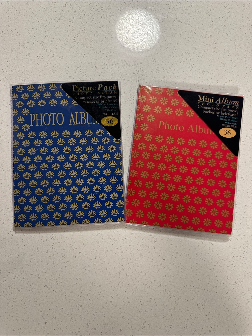 Set of Two Mini Photo Albums - Blue & Red Floral Covers, 18pages each,36 Photos